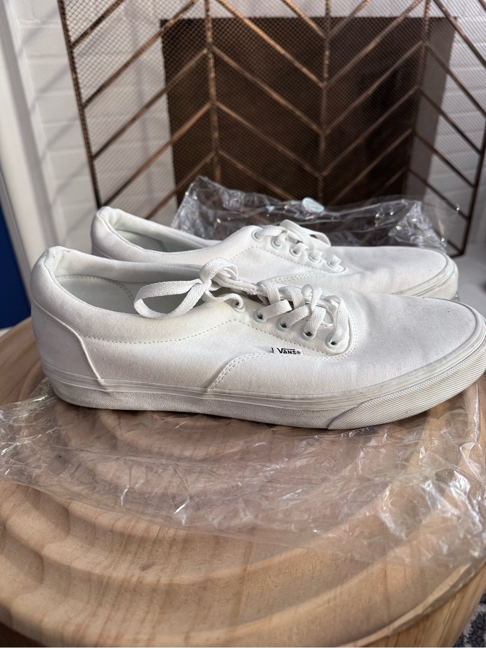Vans White Canvas Low-Top Sneakers sz12 Men